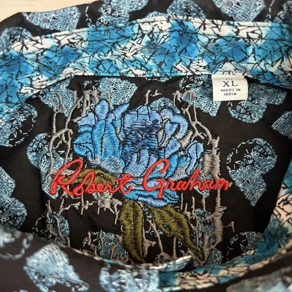 Robert Graham Short Sleeve Shirt Mens XL Graphic Skull Print